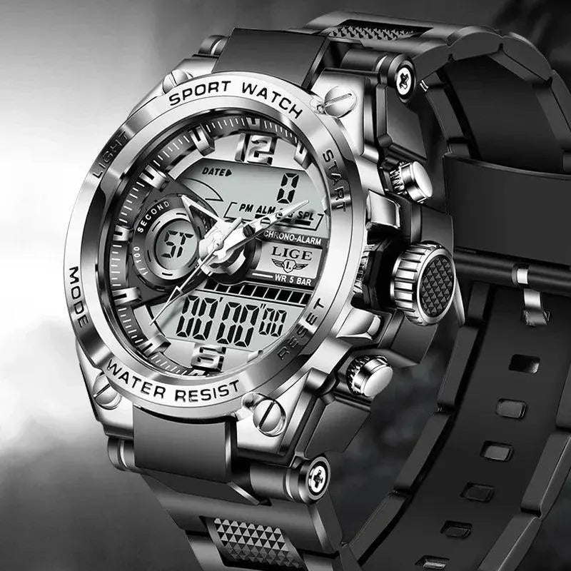 LIGE Men Military Adventure Watch Waterproof Digital