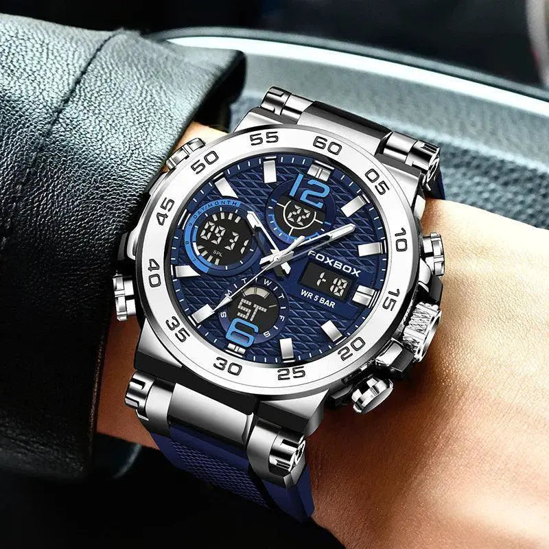 Sports Watch Waterproof Dual Display Silicone Band