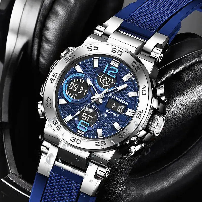 Sports Watch Waterproof Dual Display Silicone Band