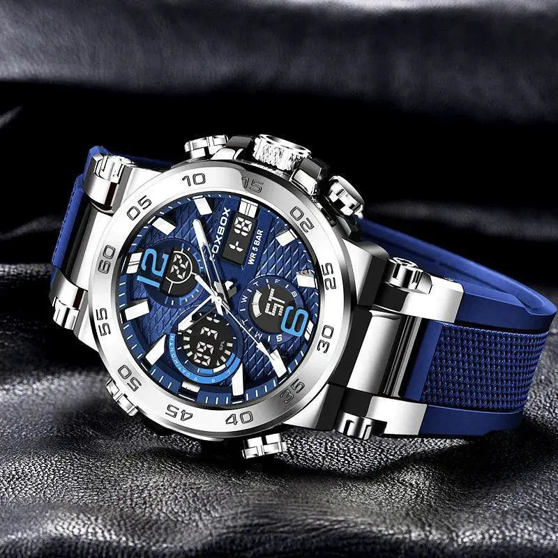Sports Watch Waterproof Dual Display Silicone Band