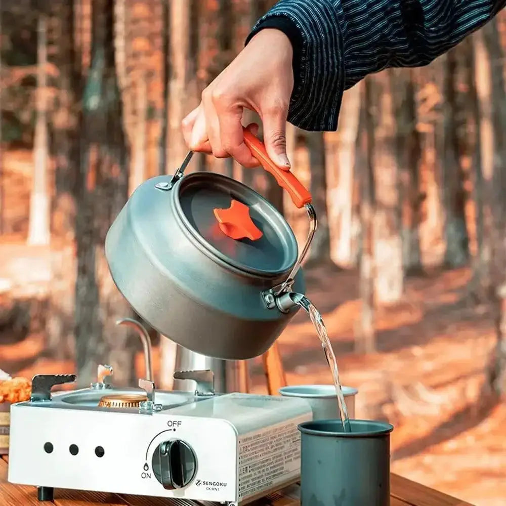 Lightweight 1.1L Aluminium Camping Kettle Teapot Outdoors