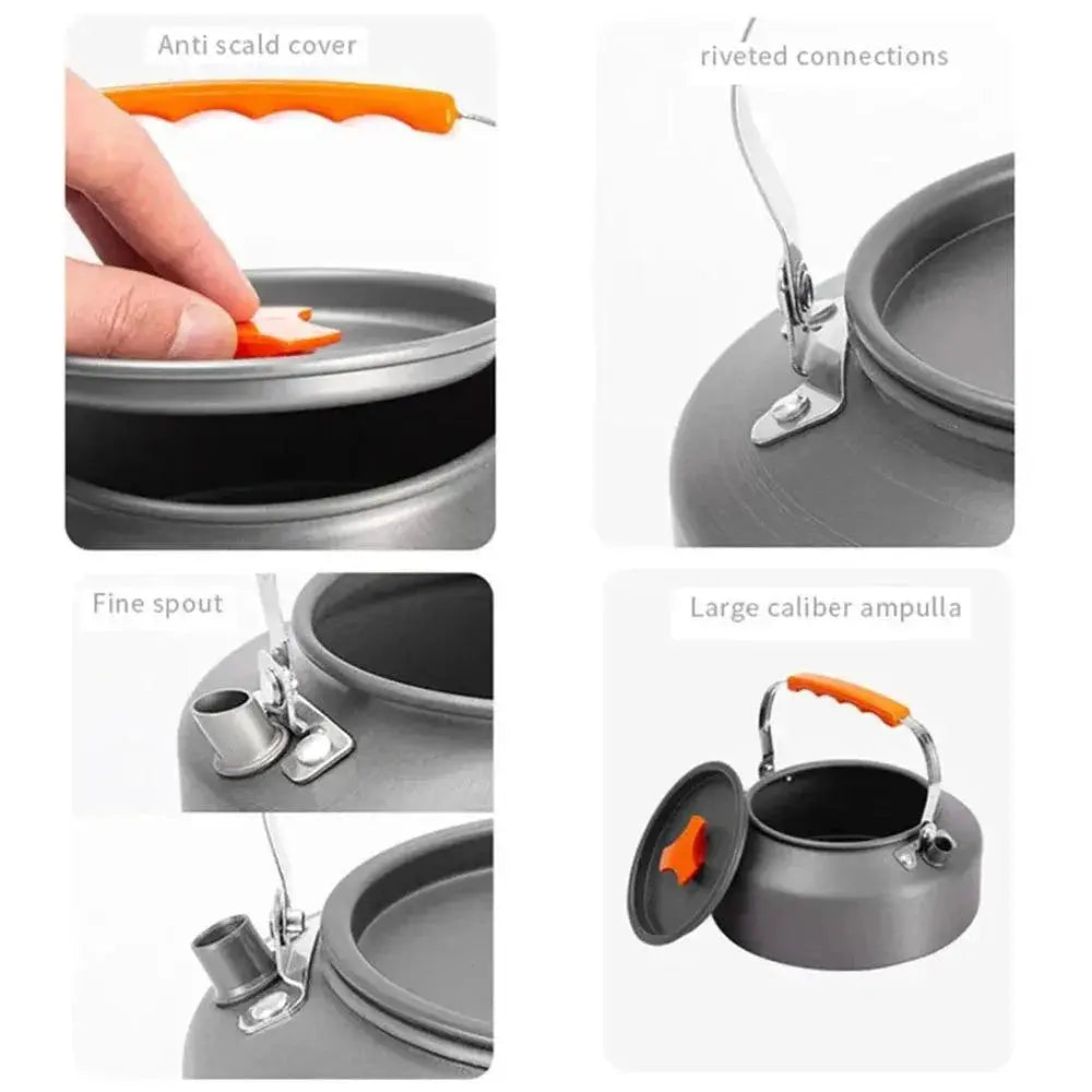 Lightweight 1.1L Aluminium Camping Kettle Teapot Outdoors