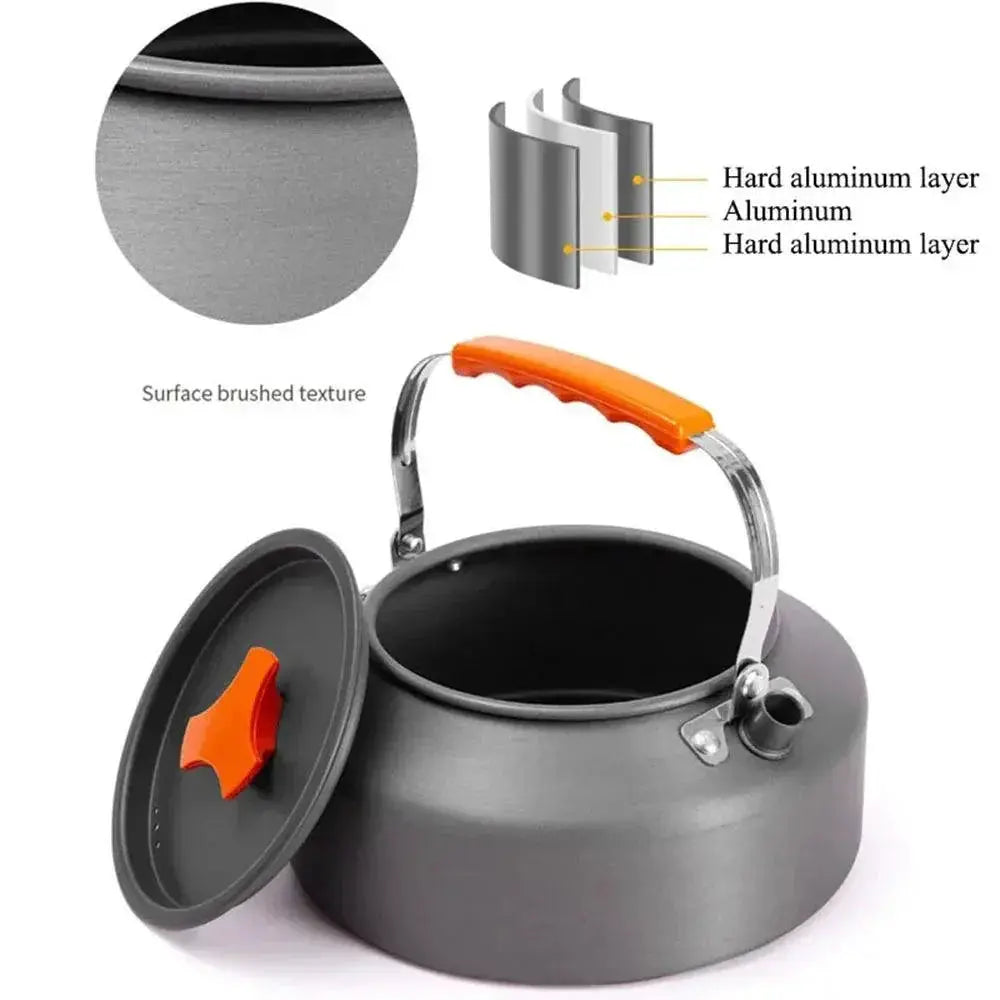 Lightweight 1.1L Aluminium Camping Kettle Teapot Outdoors