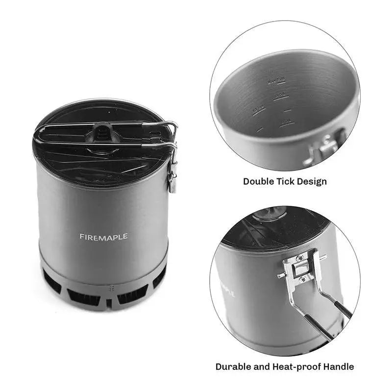 Ultralight 600ml Aluminum Camping Pot With Heat Exchanger