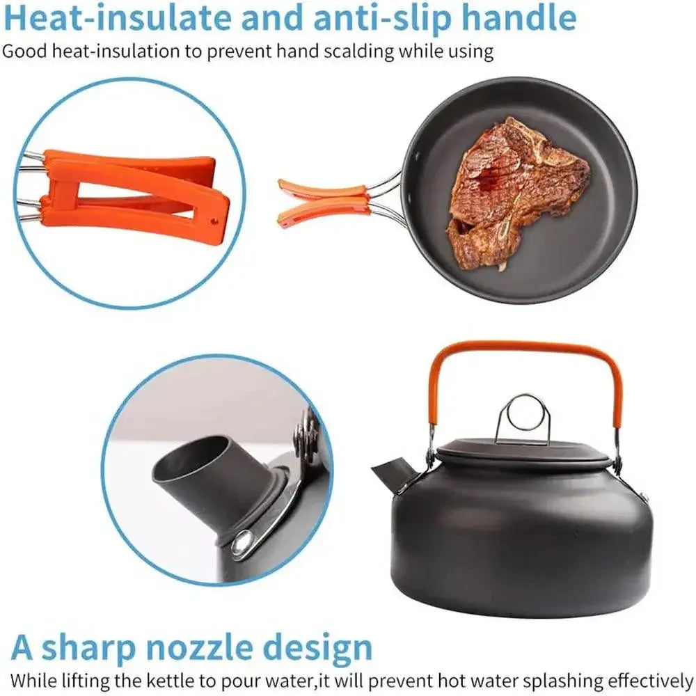 Lightweight Aluminum Camping Cookware Kit For Outdoor Use - OurLum.com