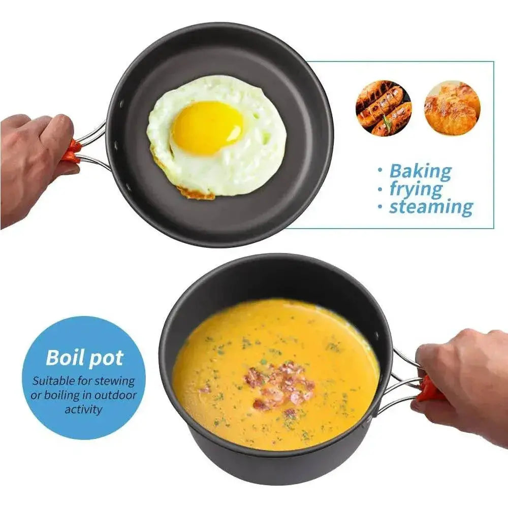 Lightweight Aluminum Camping Cookware Kit For Outdoor Use - OurLum.com