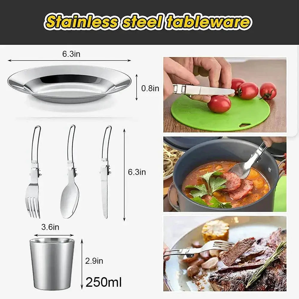 Lightweight Aluminum Camping Cookware Kit For Outdoor Use - OurLum.com