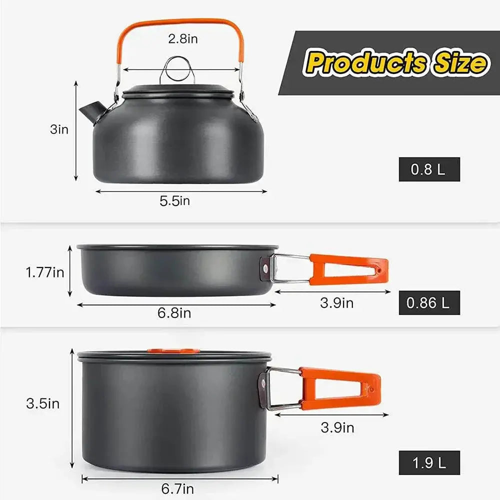 Lightweight Aluminum Camping Cookware Kit For Outdoor Use - OurLum.com