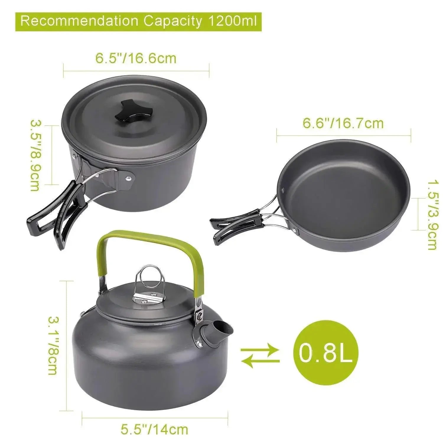 Lightweight Aluminum Camping Cookware Set For 2 To 3