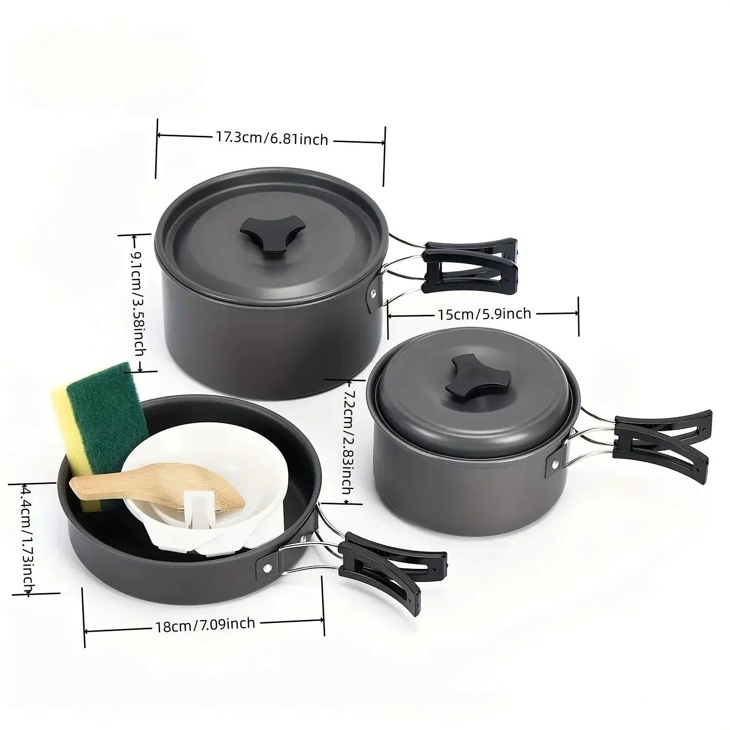 Lightweight Aluminum Camping Cookware Set For Hiking BBQ