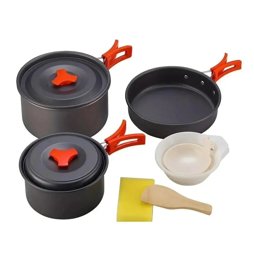 Lightweight Aluminum Camping Cookware Set For Hiking BBQ