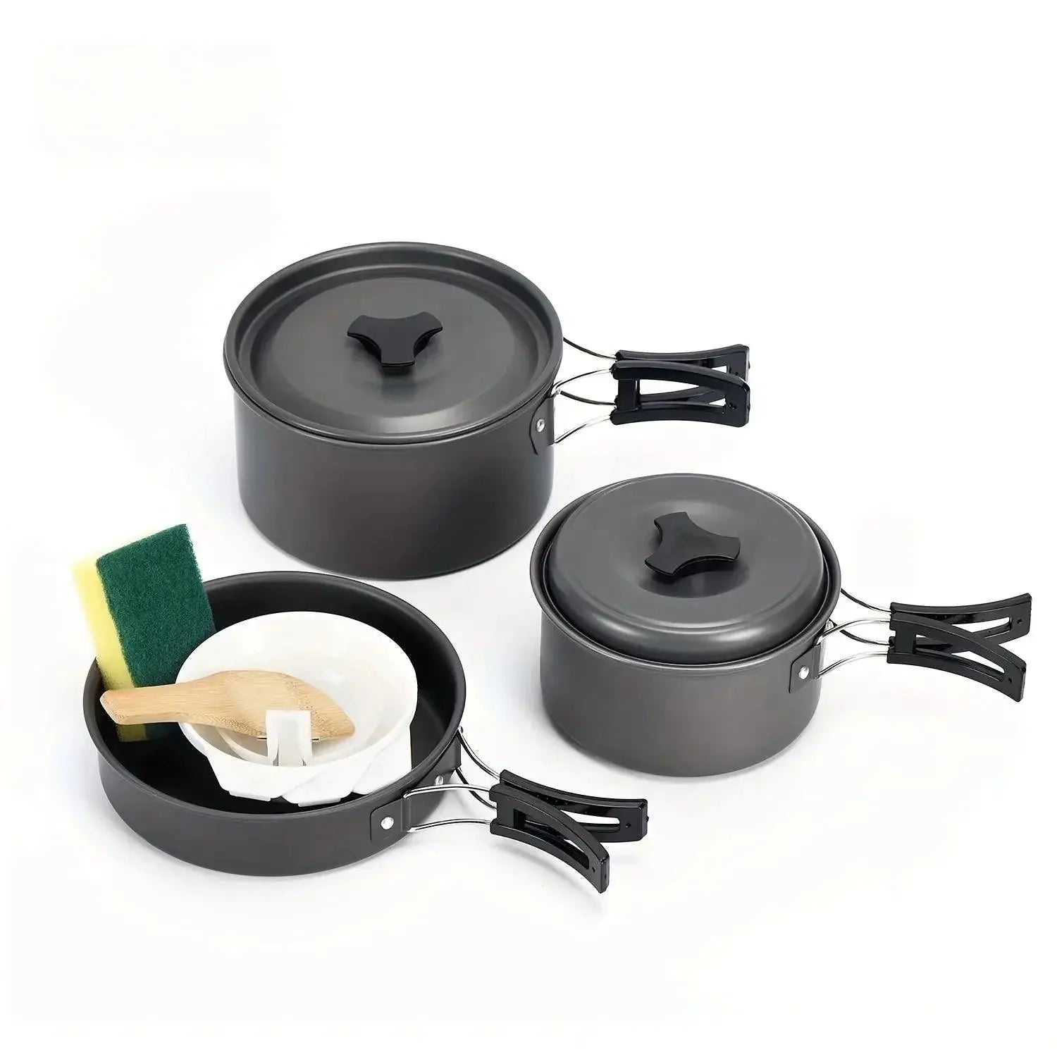 Lightweight Aluminum Camping Cookware Set For Hiking BBQ