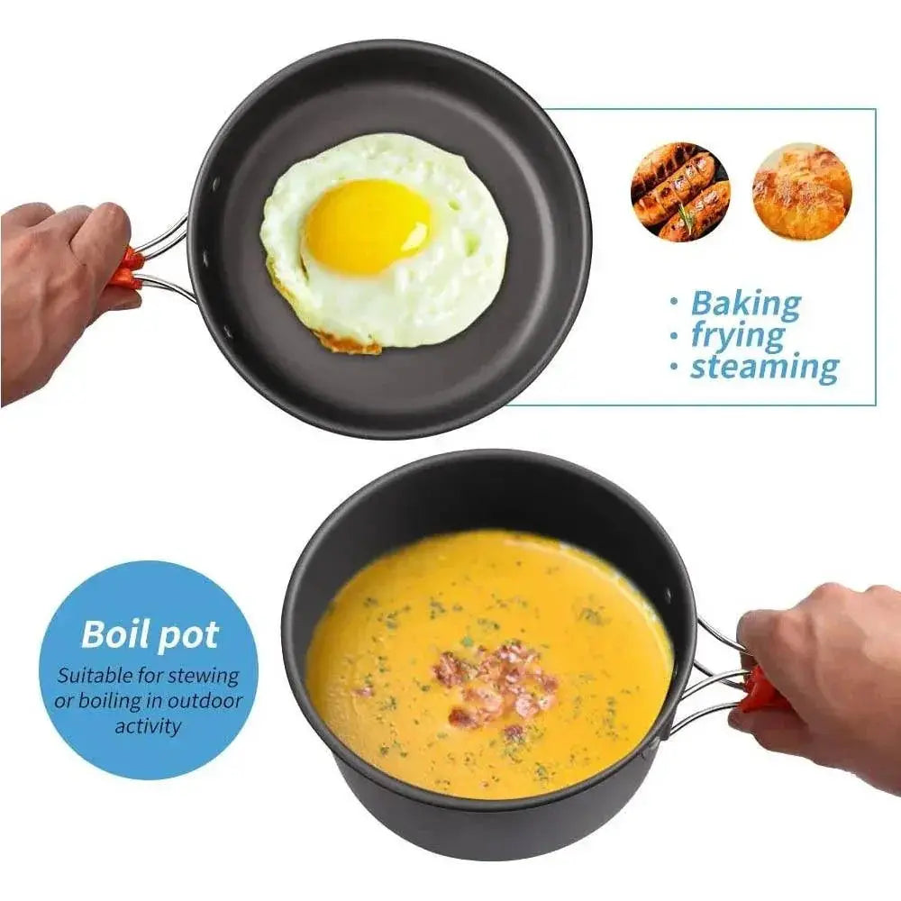 Lightweight Aluminum Camping Cookware Set For Outdoor Use