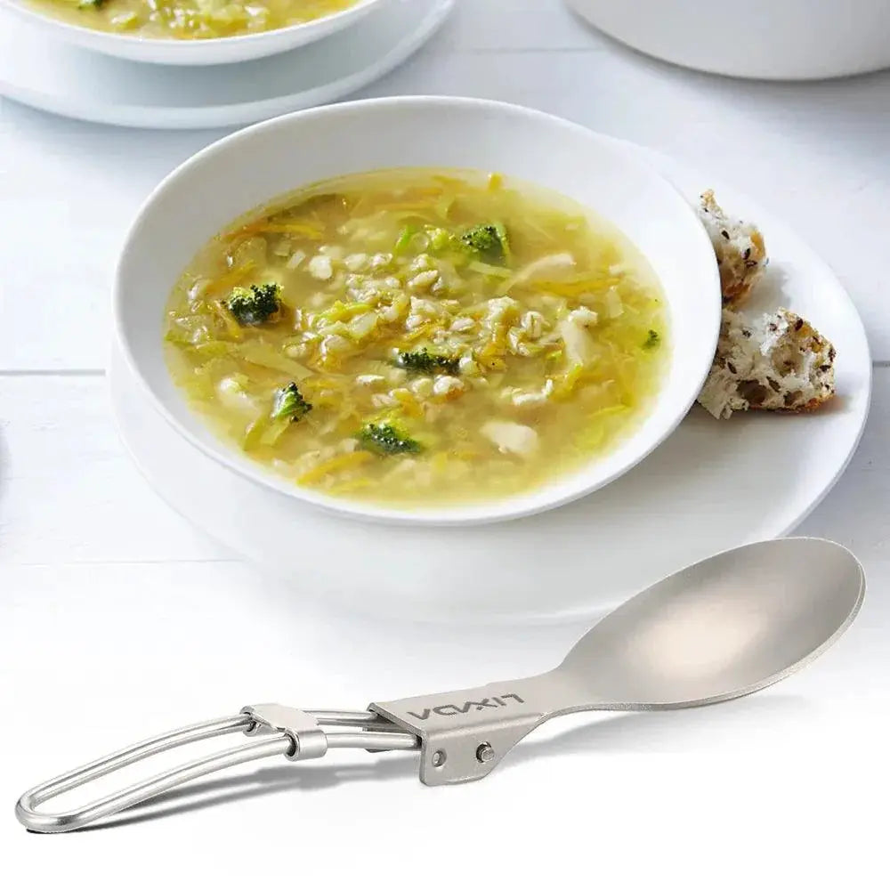Lightweight Folding Titanium Spork Set For Camping Adventures