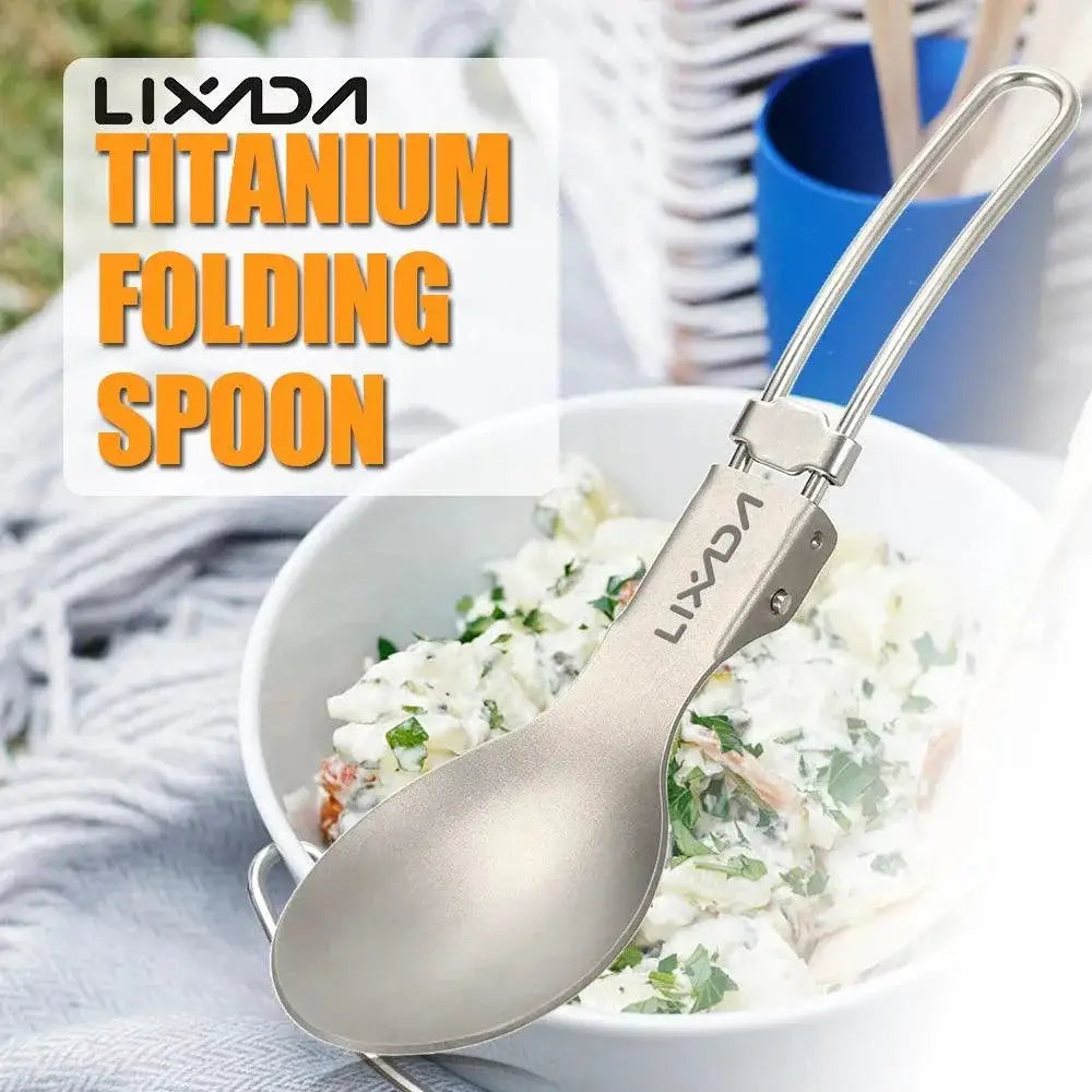 Lightweight Folding Titanium Spork Set For Camping Adventures
