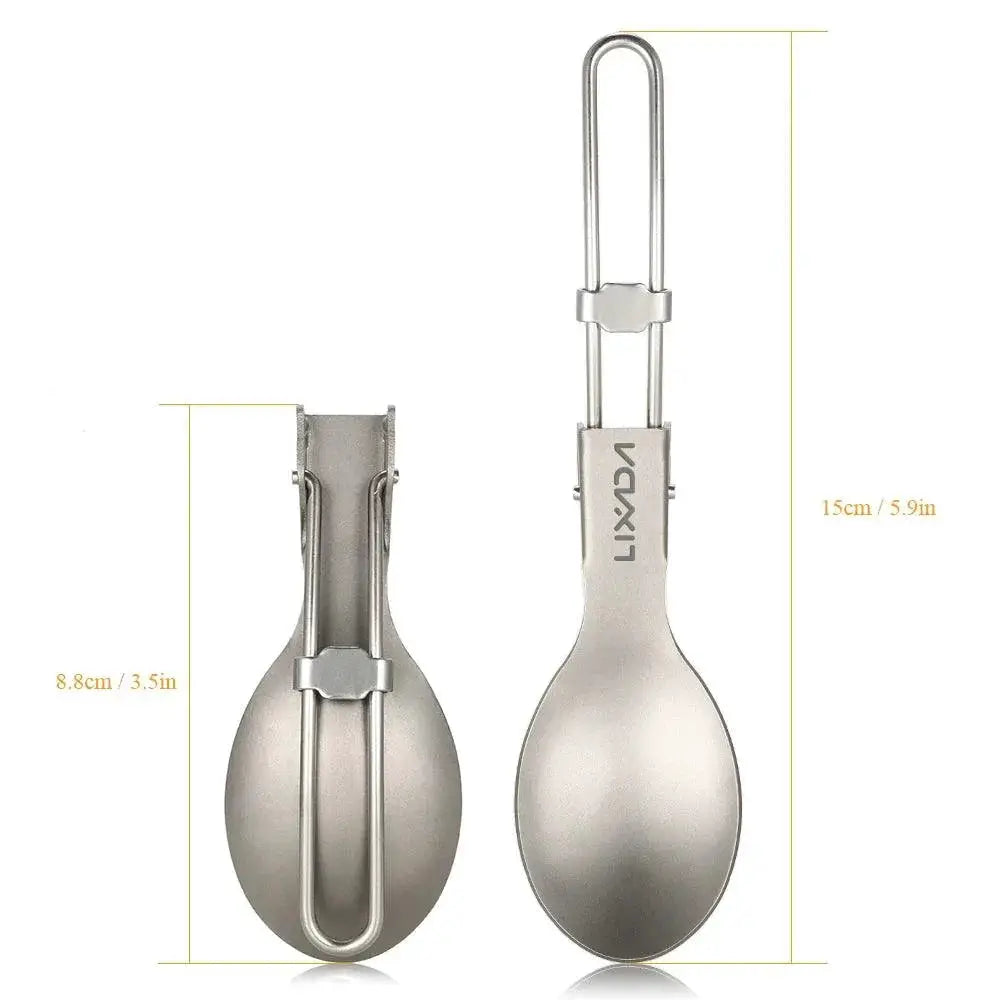 Lightweight Folding Titanium Spork Set For Camping Adventures