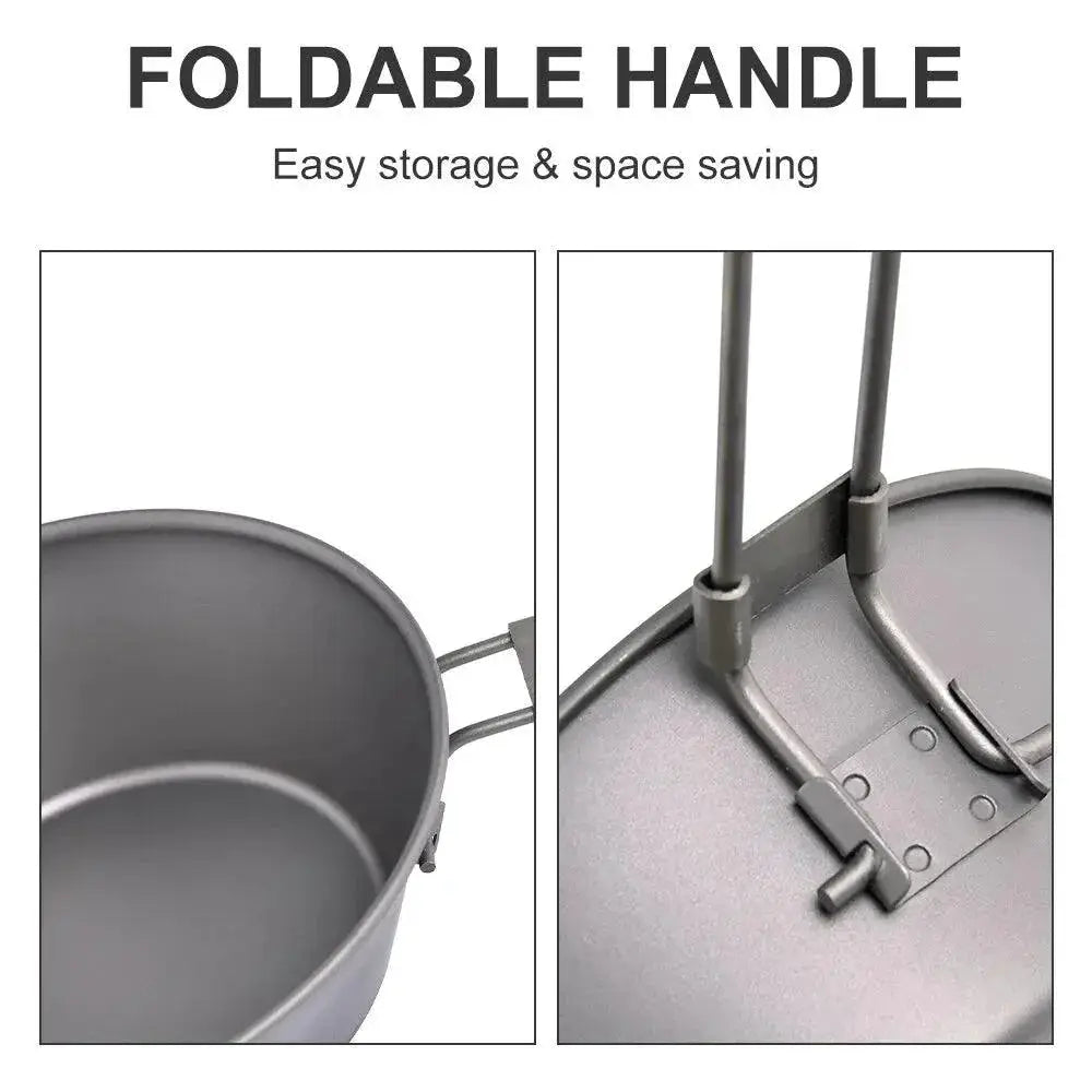 Lightweight Titanium Camping Bowl With Foldable Handle