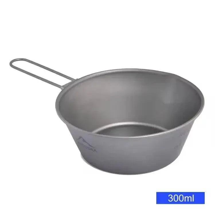 Lightweight Titanium Camping Bowl With Foldable Handle