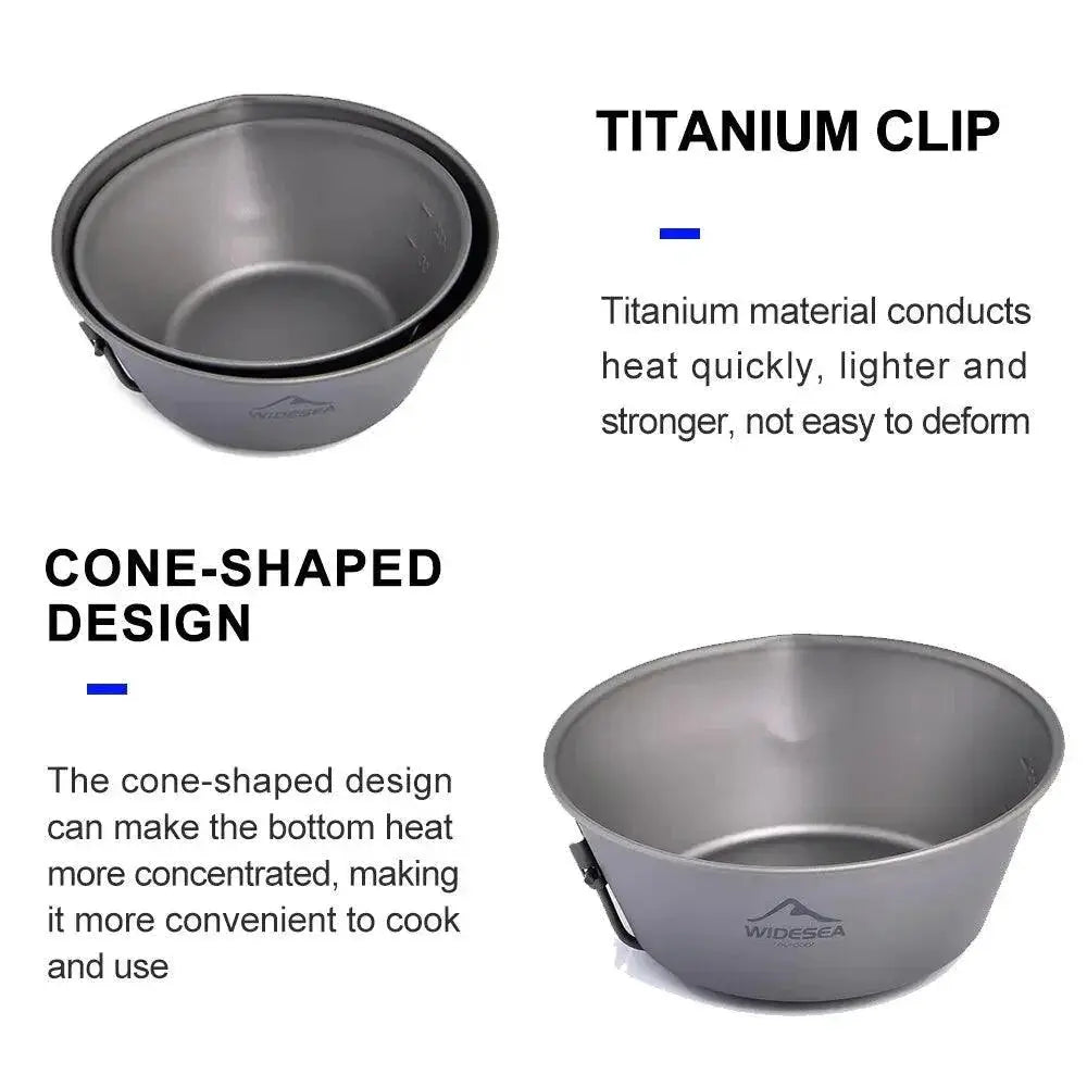 Lightweight Titanium Camping Bowl With Foldable Handle