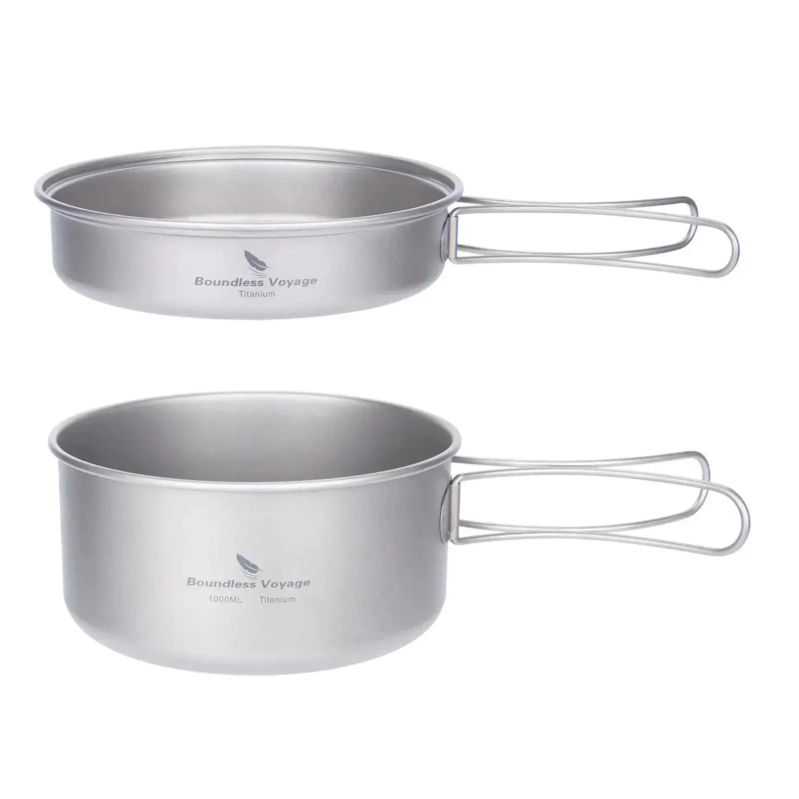 Camping Cookware Set Lightweight Titanium Folding Handles
