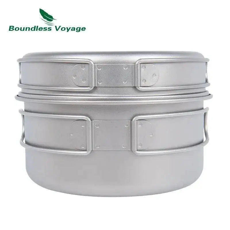 Camping Cookware Set Lightweight Titanium Folding Handles