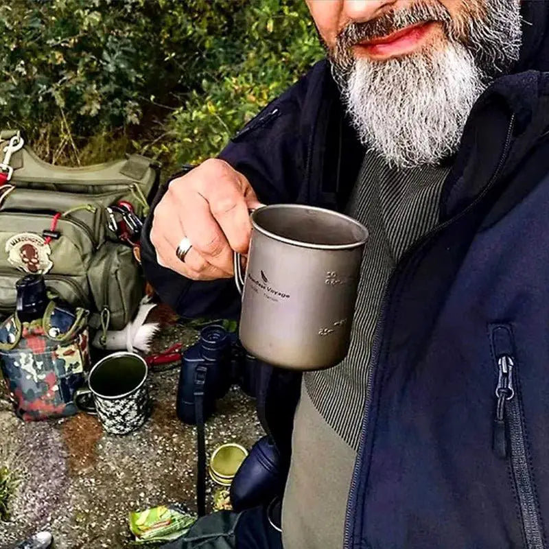 Lightweight Titanium Camping Mug With Lid For Travel Coffee