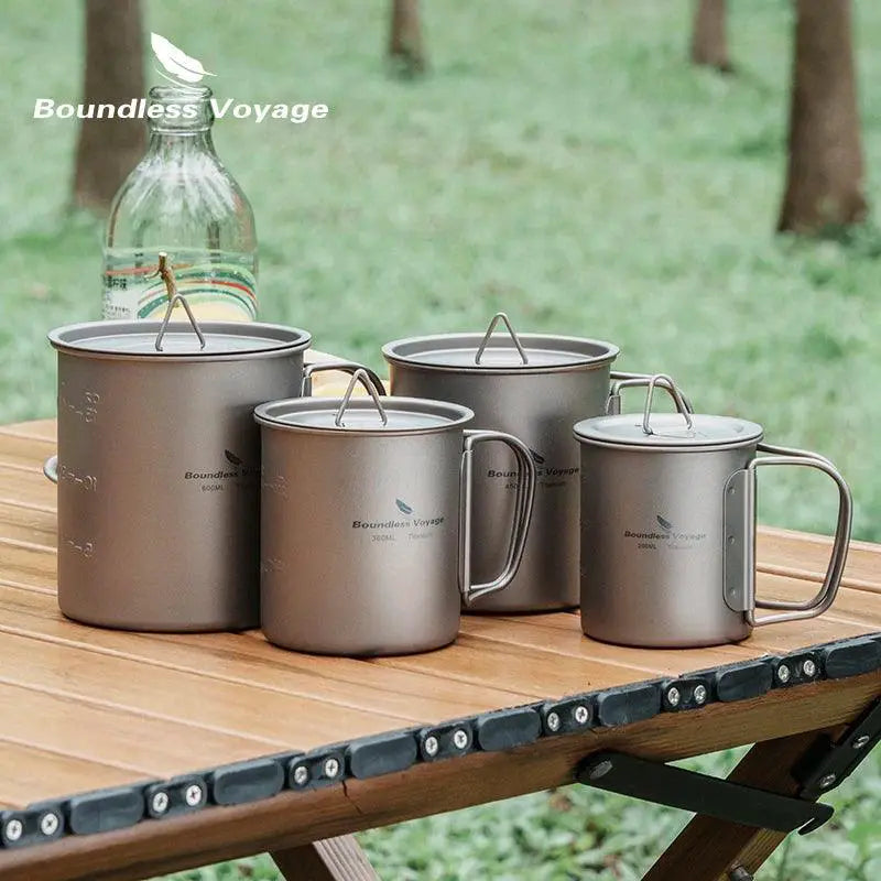 Lightweight Titanium Camping Mug With Lid For Travel Coffee