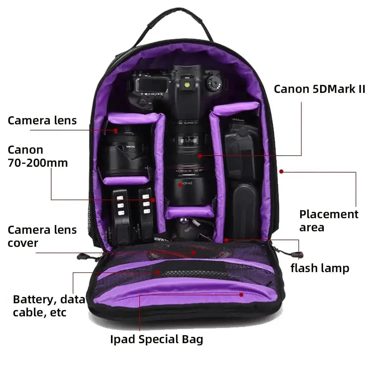 Lightweight Waterproof Camera Backpack for Nikon and Canon