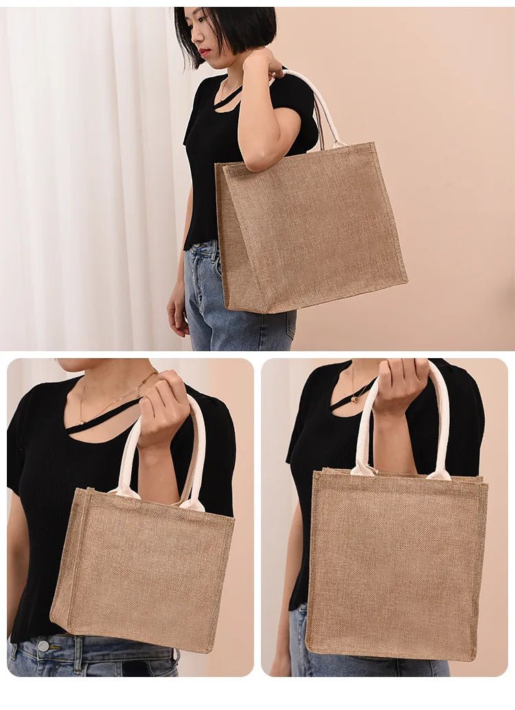 Linen Inspired Tote Bags Hand Painted Cotton Sacks Shopping Bag For Everyday Use