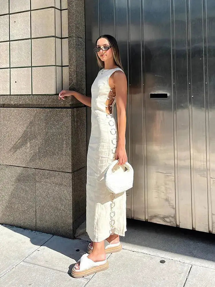 Linen Maxi Dress Elegant Sleeveless Style For All Day Comfort