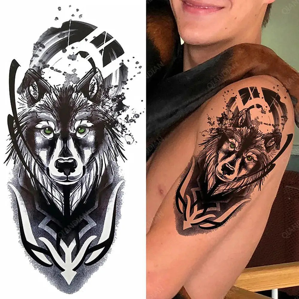 Lion Men Waterproof Clock Tattoo Sticker Easy To Use