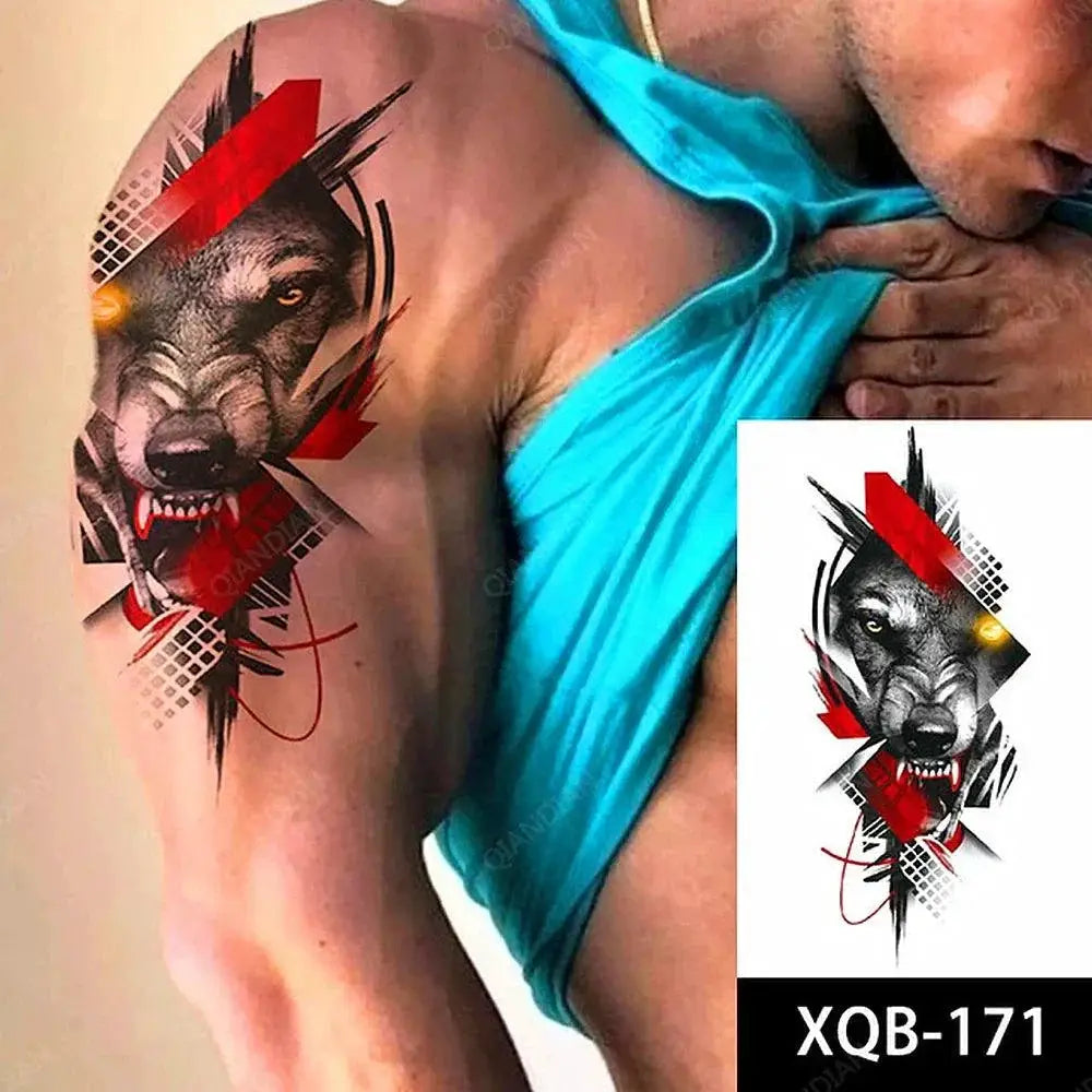 Lion Men Waterproof Clock Tattoo Sticker Easy To Use