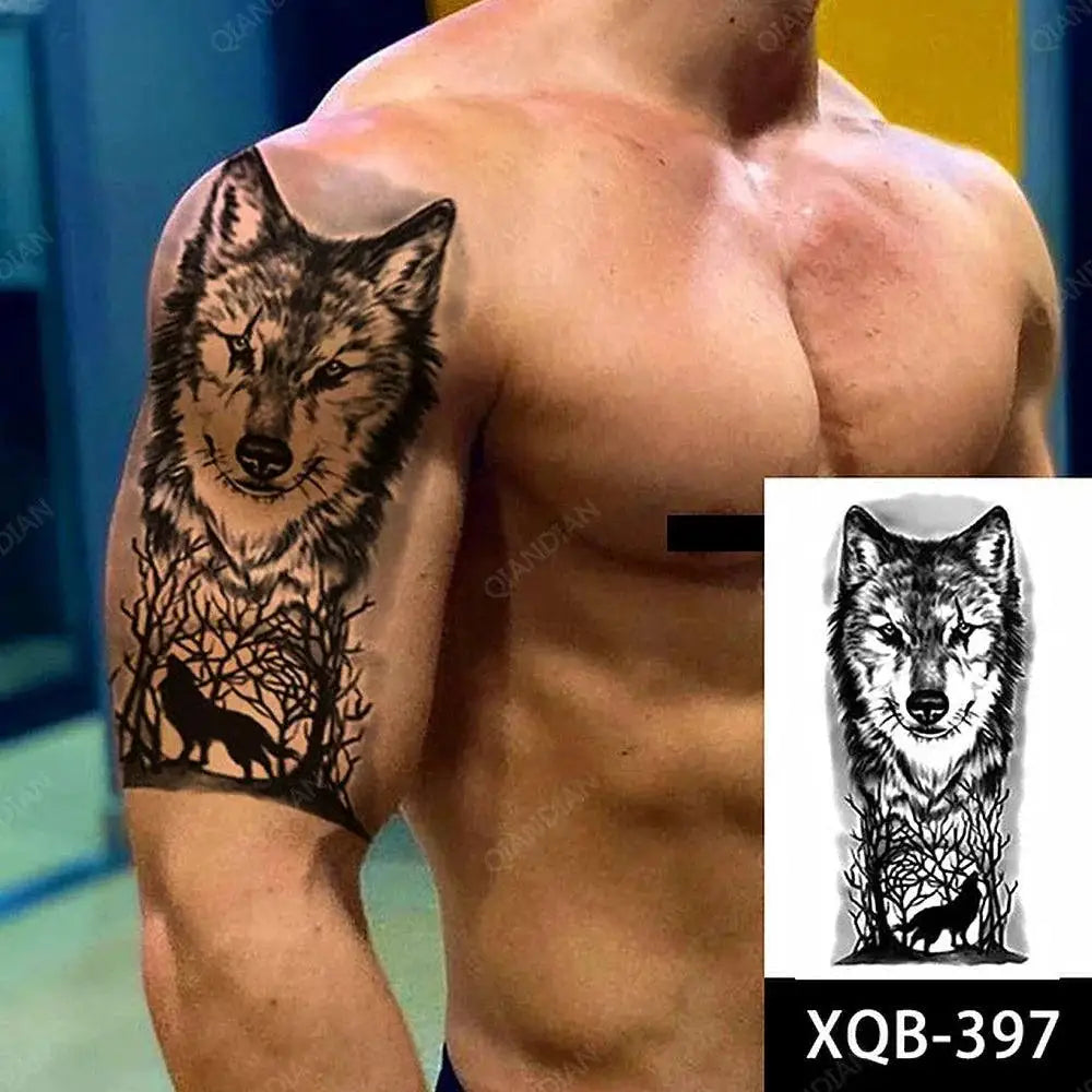 Lion Men Waterproof Clock Tattoo Sticker Easy To Use