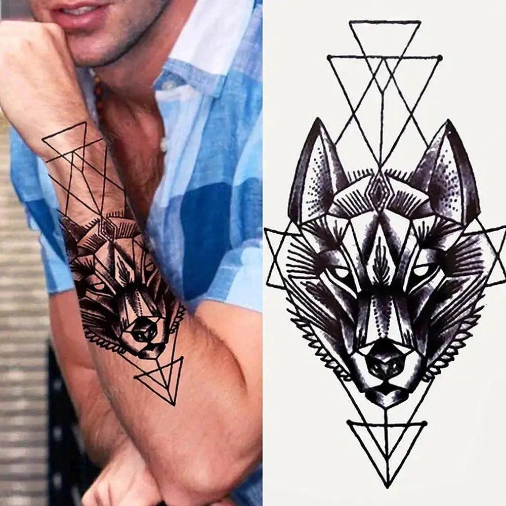 Lion Men Waterproof Clock Tattoo Sticker Easy To Use
