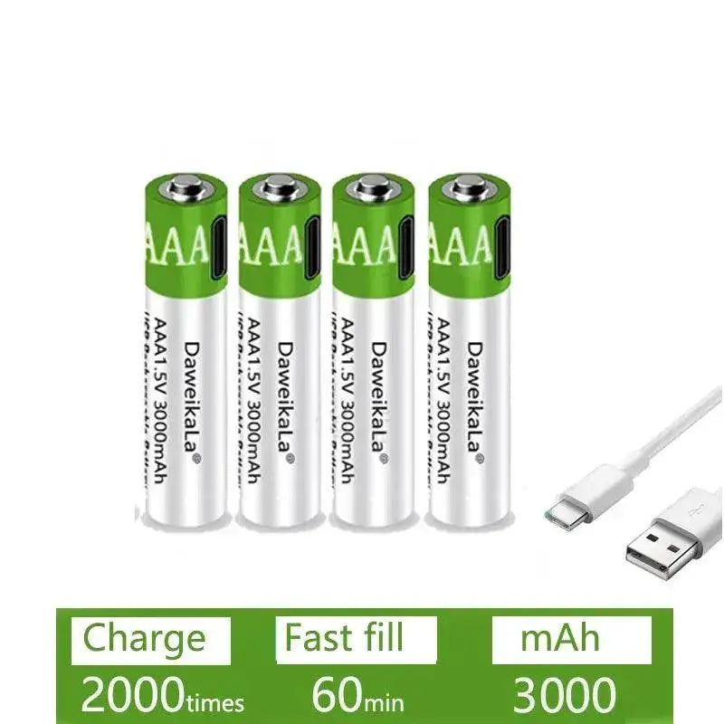 Lithium AAA Battery USB Rechargeable for Toy Keyboard Use