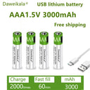 Lithium AAA Battery USB Rechargeable for Toy Keyboard Use