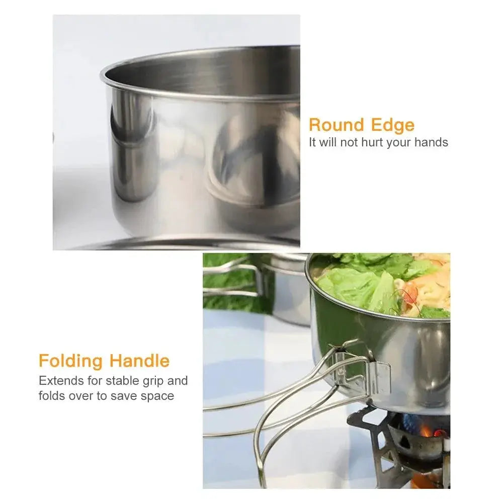 LIXADA Stainless Steel Camping Cookware Set Outdoor Cooking