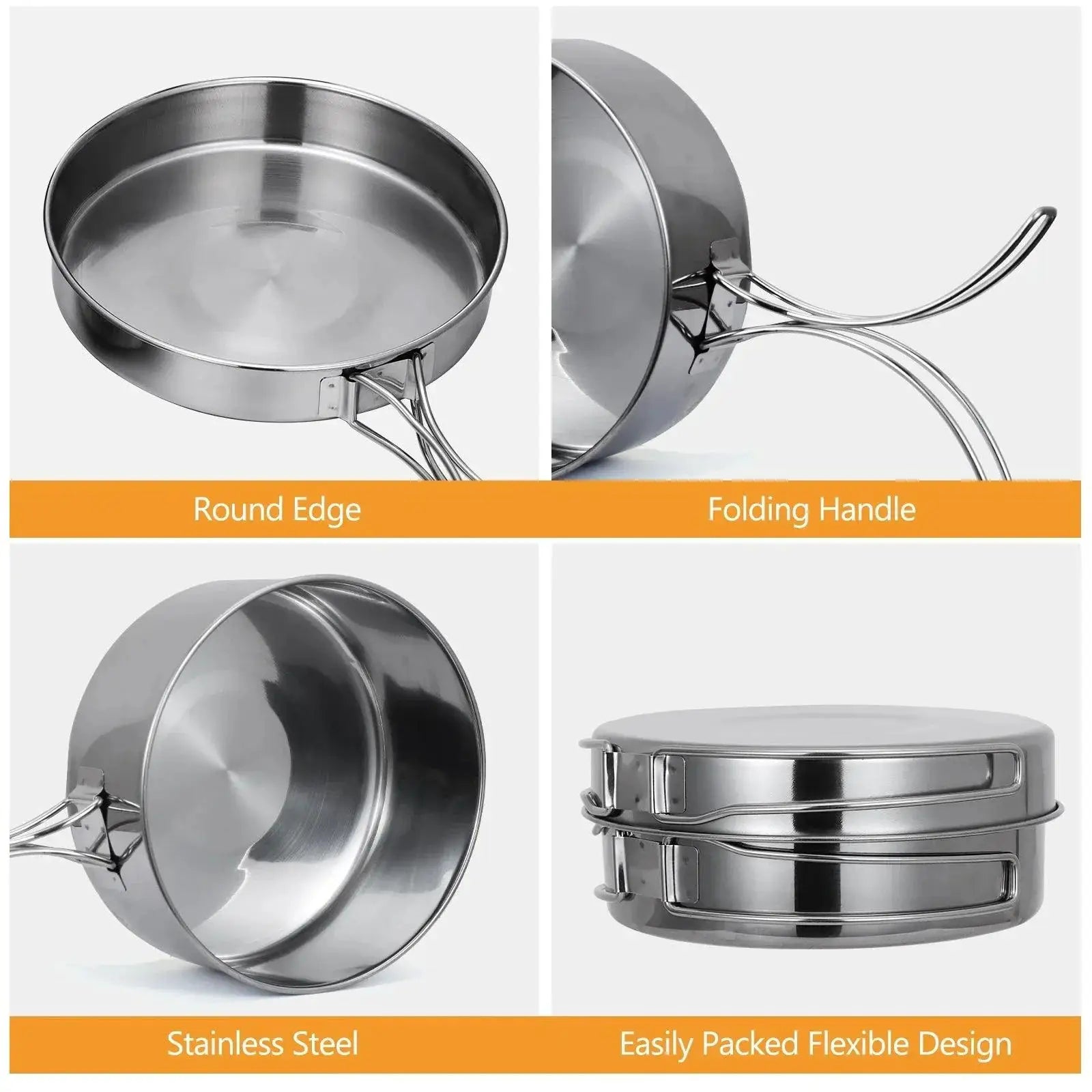 LIXADA Stainless Steel Camping Cookware Set Outdoor Cooking