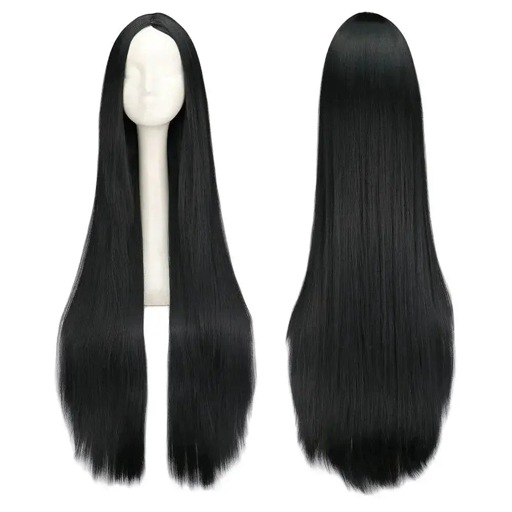 Long Black Wig Heat Resistant Cosplay 100cm Premium Quality