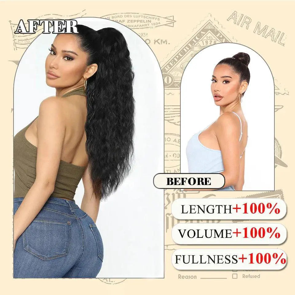 Long Curly Drawstring Ponytail For Effortless Glamour