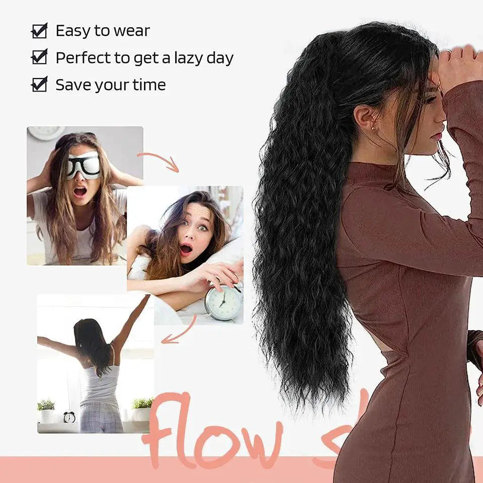 Long Curly Drawstring Ponytail For Effortless Glamour