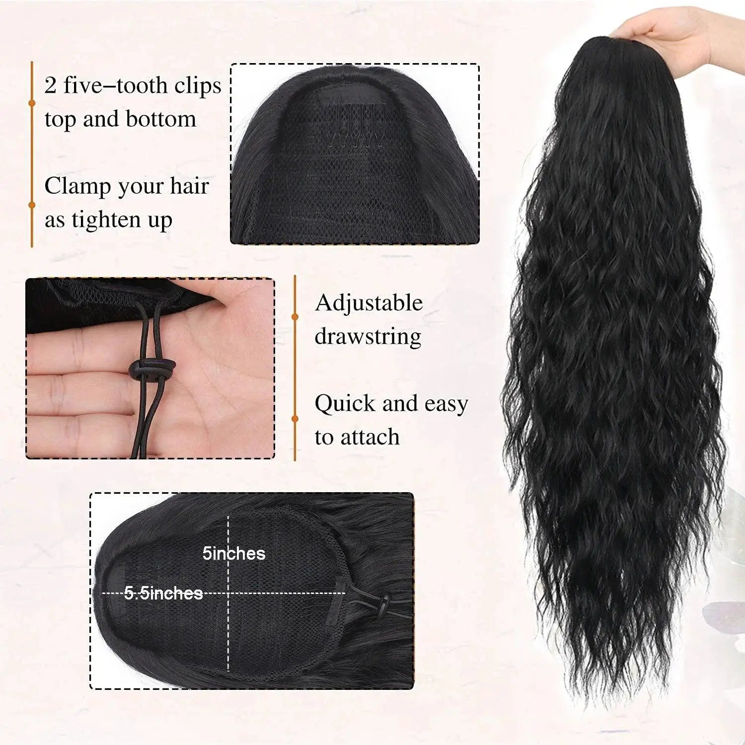 Long Curly Drawstring Ponytail For Effortless Glamour