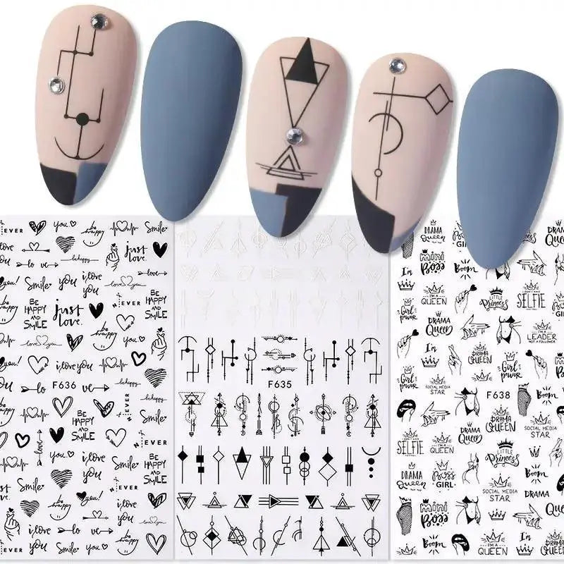 Love Letters and Flowers 3D Nail Decal Set Sultry Design