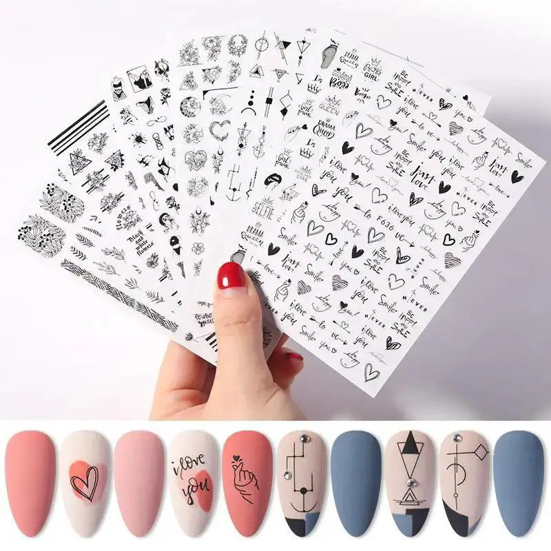 Love Letters and Flowers 3D Nail Decal Set Sultry Design