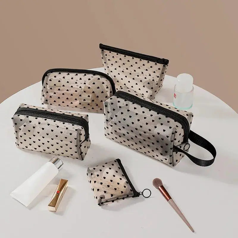 Love Print Mesh Cosmetic Bag Stylish Organizer For Women