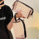 Love Print Mesh Cosmetic Bag: Stylish Organizer for Women