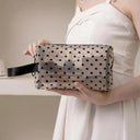 Love Print Mesh Cosmetic Bag: Stylish Organizer for Women