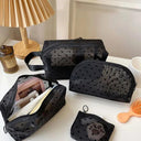 Love Print Mesh Cosmetic Bag: Stylish Organizer for Women