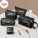Love Print Mesh Cosmetic Bag: Stylish Organizer for Women
