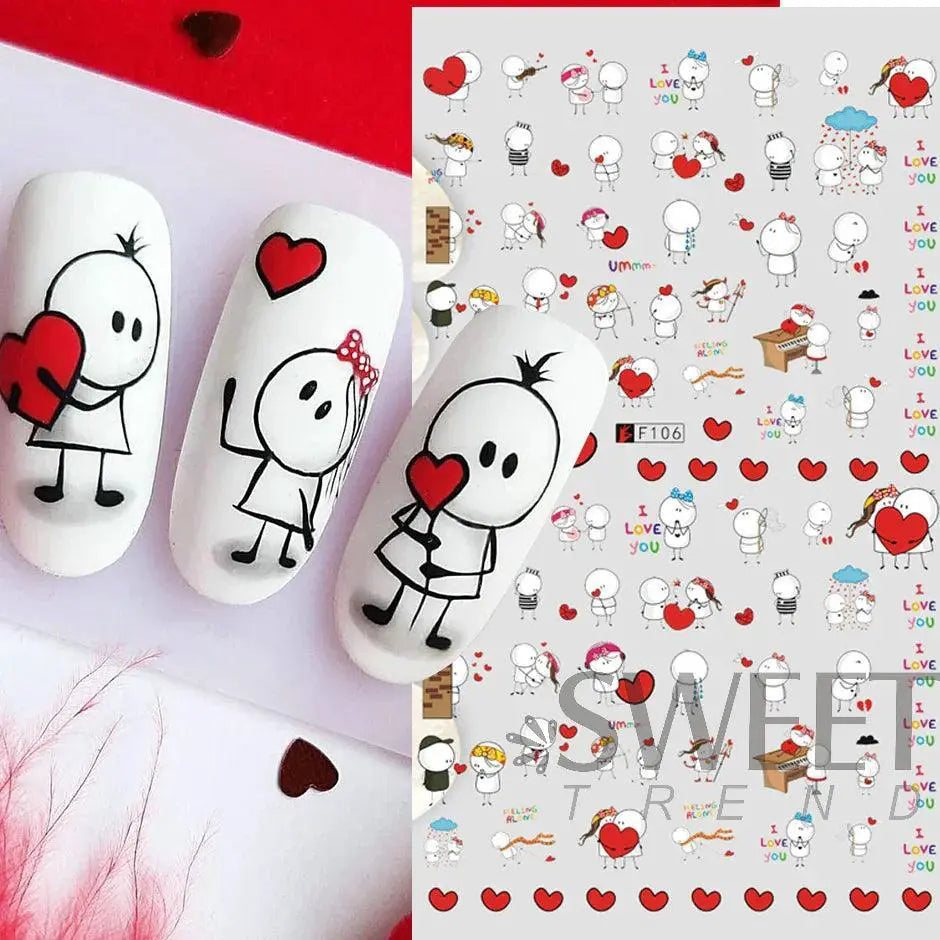Love Story 3D Nail Stickers Romantic Valentines Manicure Kit